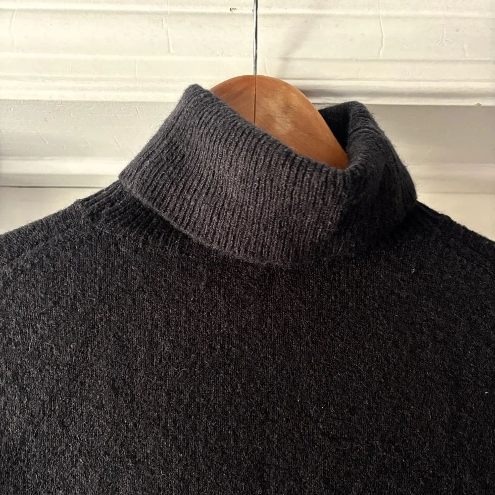 J. Crew Black Turtle Neck Wool Alpaca Sweater Dress Super Soft Yarn Size XS
